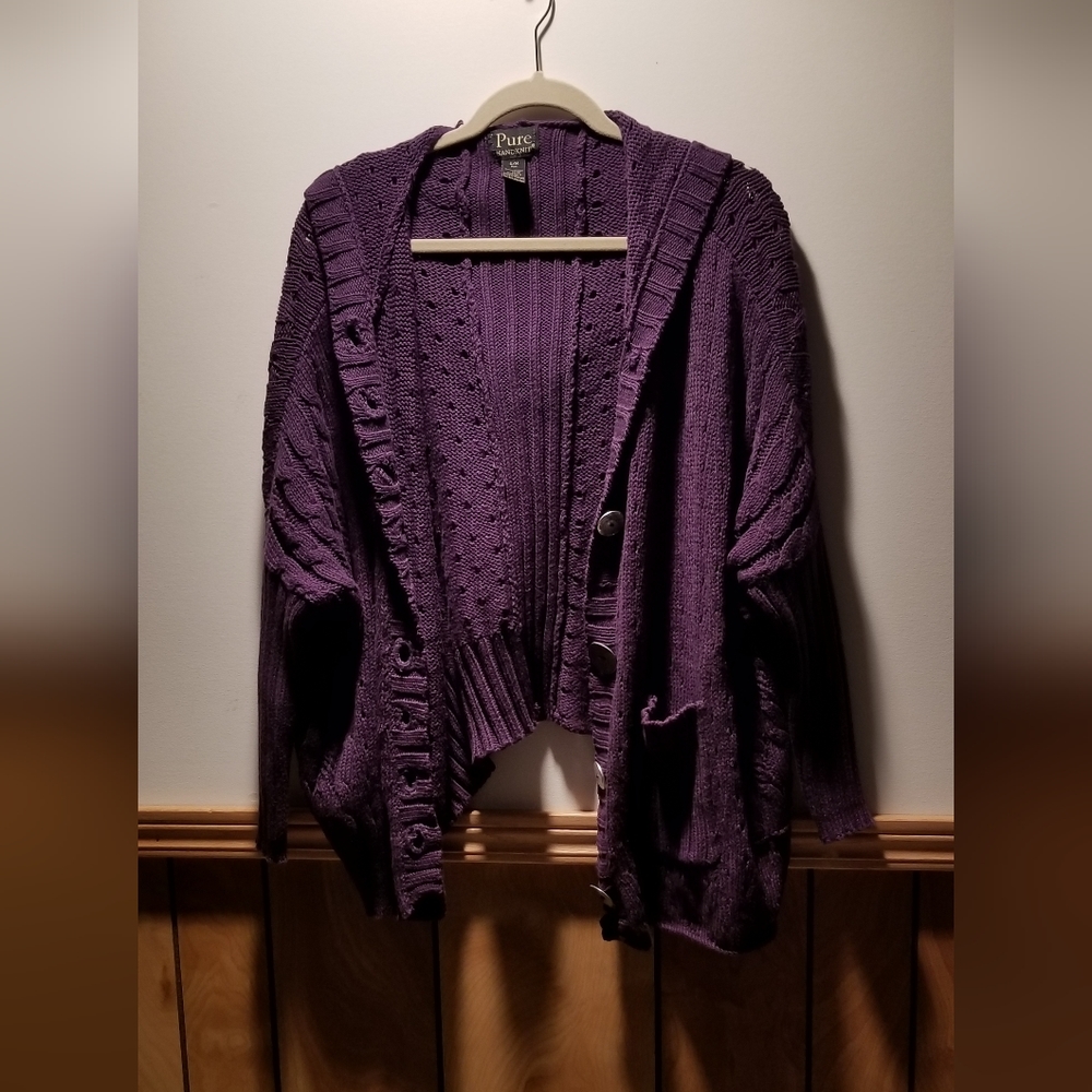 šš„HOST PICKš„Pure Handknit brand button up cardigan with hood - Picture 3 of 9